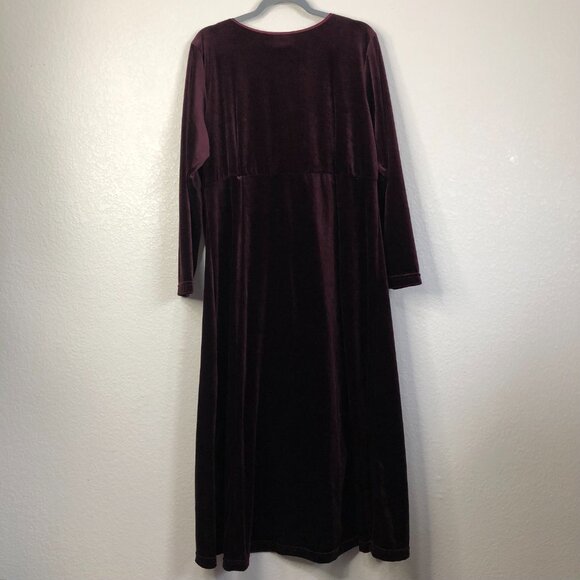 Willowridge Vintage Burgundy Red Women's 18 Velour Velvet Whimsigoth Maxi Dress - Picture 10 of 10